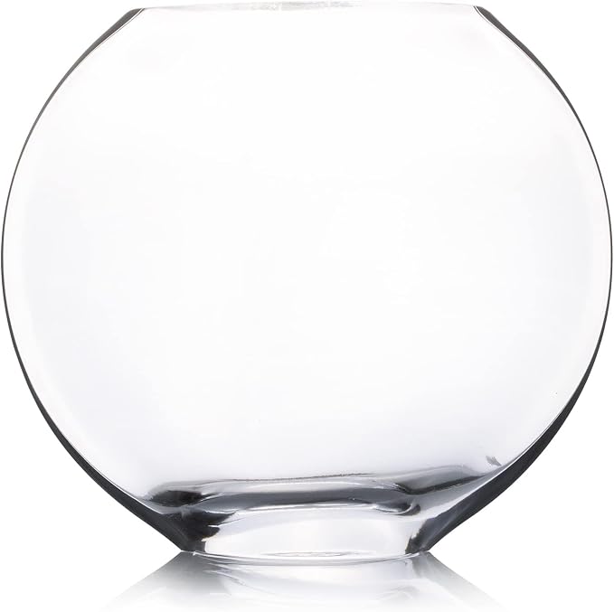 Unique Moon Bowl Glass Flowers Vases, H 6.50" W 3.5" L7.0 Clear Floral Container with Oval Eye Shape Opening for Desktop Decor (1 Piece)