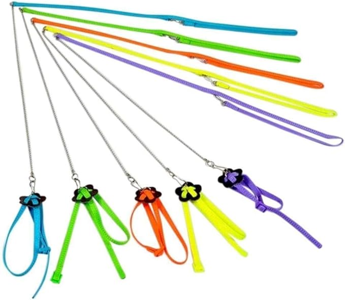 Adjustable Harness Leash for Birds 2Pack Nylon Anti-bite Outdoor Training Walking Control Rope for Parrot African Grey Cockatoo Macaw Ringneck Parakeet Cockatiel Reptile Lizard (Yellow+Green)