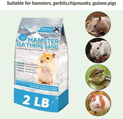 Hamiledyi Hamster Bath Sand 2 LB Dust Free Desert Sand Gerbil Powder Grooming Bath Potty Litter for Chinchillas Gerbil Syrian Mice Degu or Other Small Animals