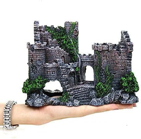 Ulalaza Aquarium Decorations Landscaping Tree Stump Hole Rock Cave Hideouts Stone Fish Tank Resin Driftwood Painted with Realistic Details Over House Supplies Castle Accessories