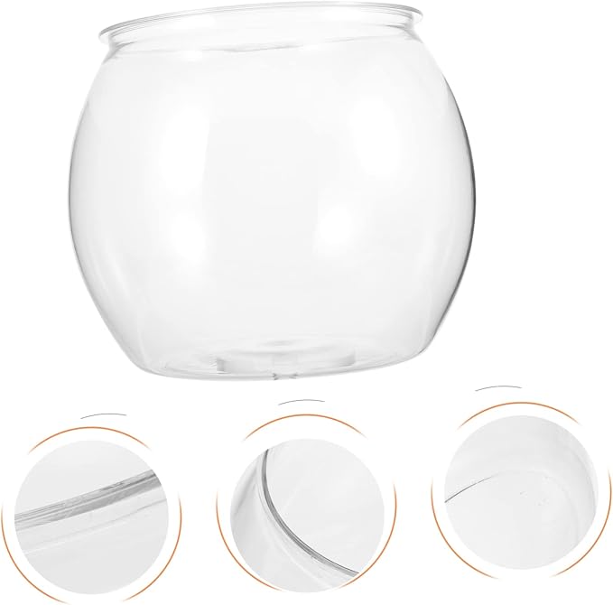 Transparent Fish Tank Clear Plastic Fish Bowl for Goldfish Turtle Desktop Aquarium Tabletop Tank Micro Landscape Container Decorative for Home Office Living Room 7.87 X 7.87 X 6.69 in