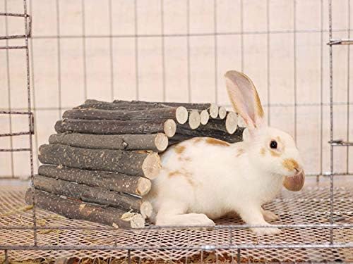PINVNBY Guinea Pig Wooden Ladder Bridge (20 x 11.8 in) Rabbits Hideout, House, Tunnel, Rodents Chew Toys for Bunny, Chinchillas, Hedgehogs, Ferrets, Rat and Small Animals-Extra Large