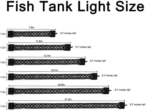 Submersible Aquarium Lights for Fish Tank,24/7 Cycle Fish Tank Light with Timer,Adjustable Brightness,8 Colors,Underwater Full Spectrum LED Aquarium Decor Plant Light,15.7'' for 20gallon Fish