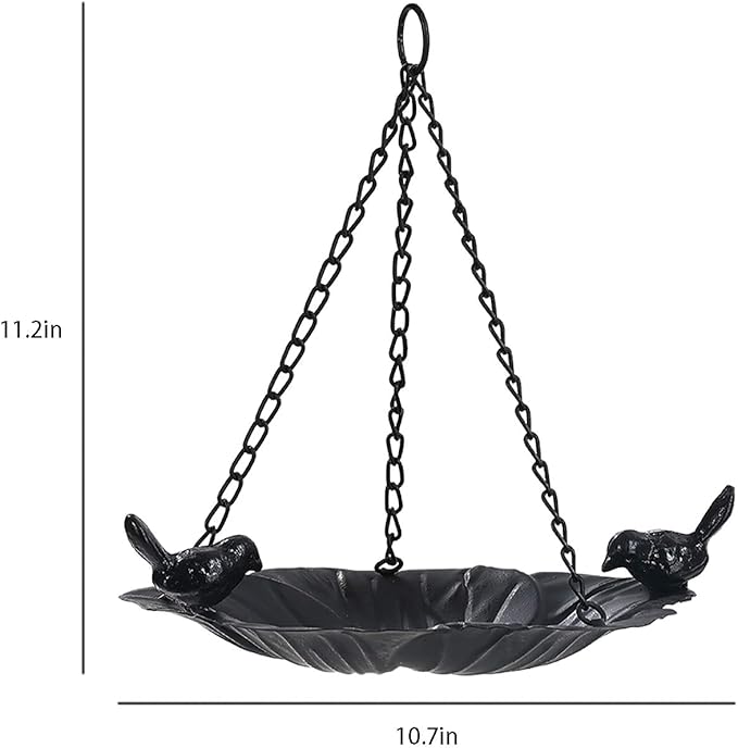 Jemeni Wild Bird Feeder Tray - 10.7 Inch Hanging Seed Plate for Garden, Backyard, Patio - Attracts Birds, Durable & Easy to Clean (Black)