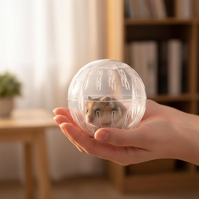 1Pc White-Transparent Plastic Silent Dwarf Hamster Ball, Exercise Ball for Small Animals, Spinner Hamster Running for Sugar Gliders Small Mice Gerbils Hamsters (Diameter 10 cm
