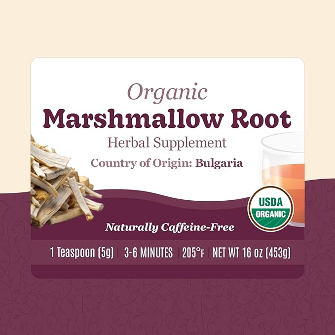 Organic Positively Botanicals Company, Marshmallow Root Herbal Tea, Loose Leaf Botanical, 16 Ounce