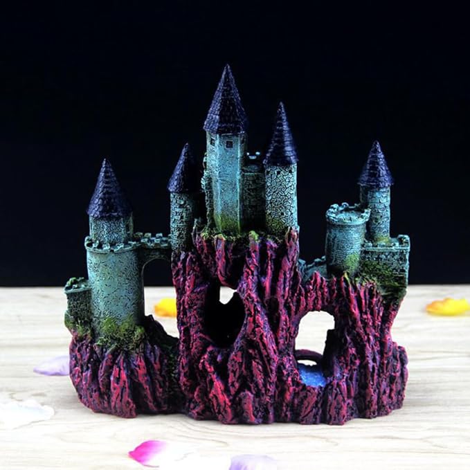 UKCOCO Simulation Castle Ornament Fish Tank Decoration Aquarium Landscaping Castle Made of Resin Easy to Clean Safe for Aquatic Fish Elegant Design and Aquarium Hideouts