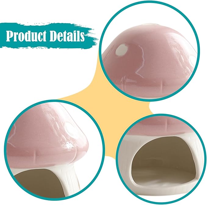 Baoblaze Ceramic Hamster House Habitat Multifunction Cute Hamster Hide Bed Cave for Chipmunk Small Animals Dwarf, Pink