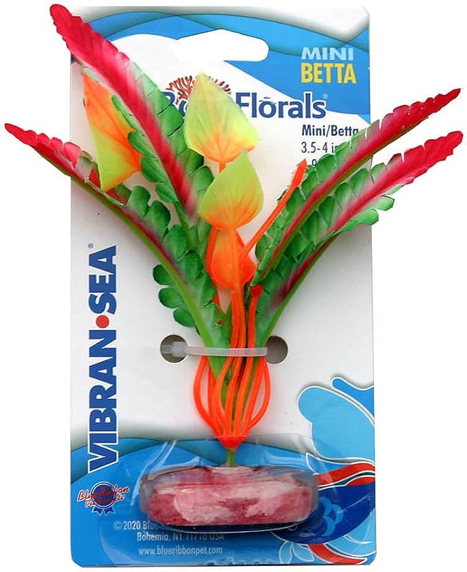 ColorBurstFlorals Red Ferndale Mini Betta Silk Aquarium Plant