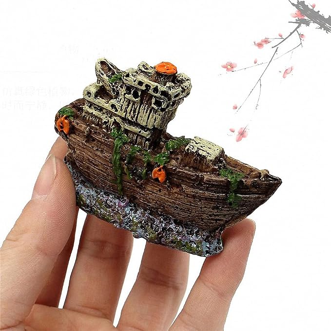 Ulalaza Aquarium Decorations Landscaping Tree Stump Hole Rock Cave Hideouts Stone Fish Tank Resin Driftwood Painted with Realistic Details Over House Supplies Castle Accessories