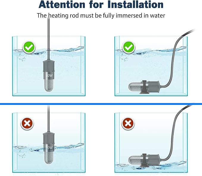 YOFOTHS Adjustable Mini Aquarium Heater 0.5/1/2/3 Gallon Submersible Small Fish Tank Heater 10W/20W/30W Digital Display Thermostat External Temperature Controller(20W)