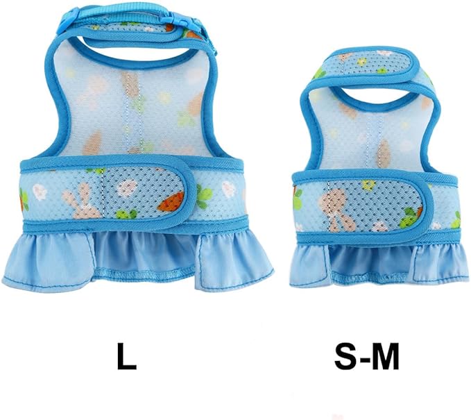 Guinea Pig Harness and Leash Set, Rat Harness Cute Floral Eescape Proof Walking Training for Small Animal Pets,Blue S