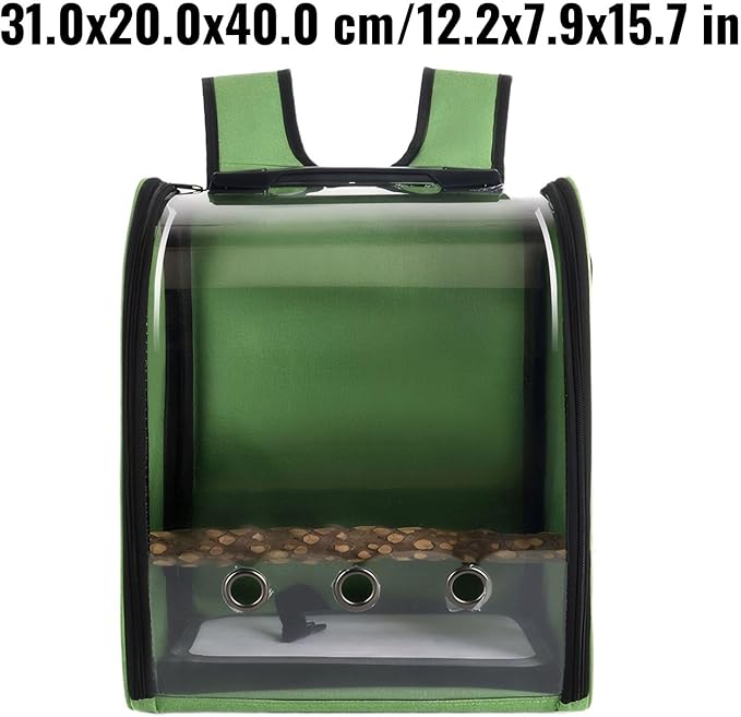 Pet Bird Backpack with Ventilated Acrylic Front and Perch for Travel