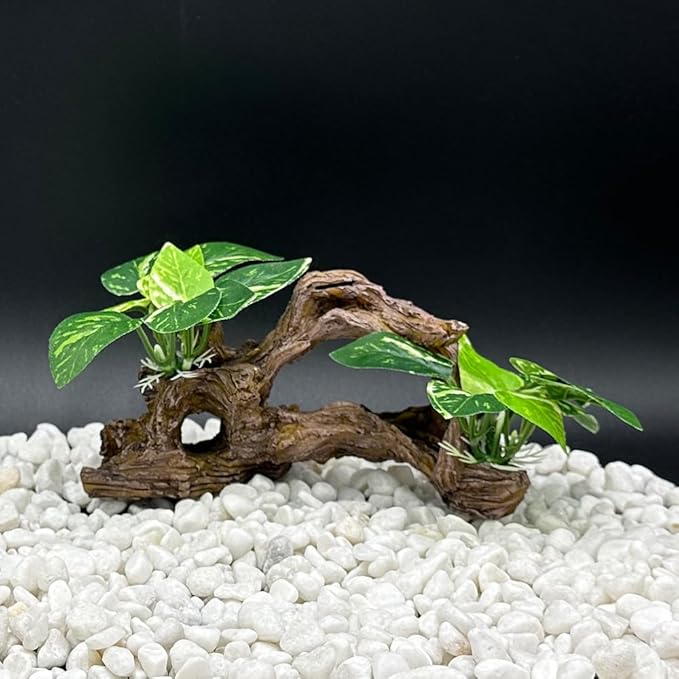 Fish Tank Decorations Aquarium Decor Ornaments Betta Silk Leaf pad Hammock Artifical Driftwood Cave Goldfish Bowl Accessories (Type-E)