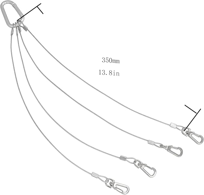 Rope Hanger 2pcs 304 Stainless Steel Basket Plant Hanger Holder Light Hanging Wire Rope for Light-Emitting Diode Grow Light, Aquarium Lighting Tank Lamp, Indoor and Outdoor Plant 34cm