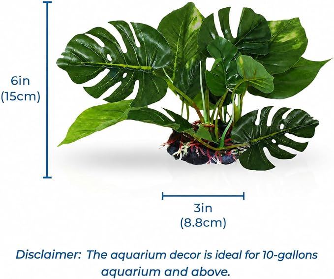 SunGrow 6" Realistic Aquarium Plant, Plastic Plant for Betta Fish Tank, Betta Tank Decoration, Hiding Spot, Small Aquarium Plant, Reptile Terrarium Enclosure Accessories, Amphibian Habitat Decor