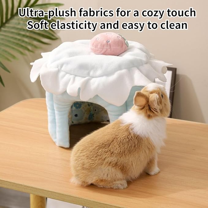 Cake Shaped Guinea Pig Tunnel, Rabbit & Small Pet Tunnel Accessories (Blue, S)