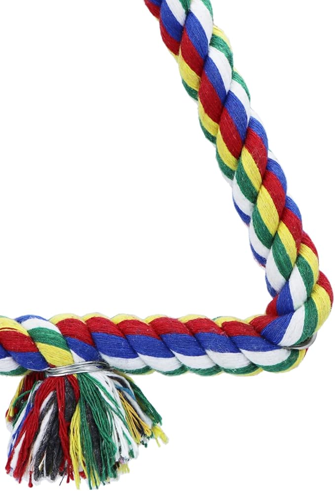 Bird Triangle Rope Swing Colorful Perch Chewing Toy for Parrots Budgie Parakeet Cockatiel Cockatoo (S)