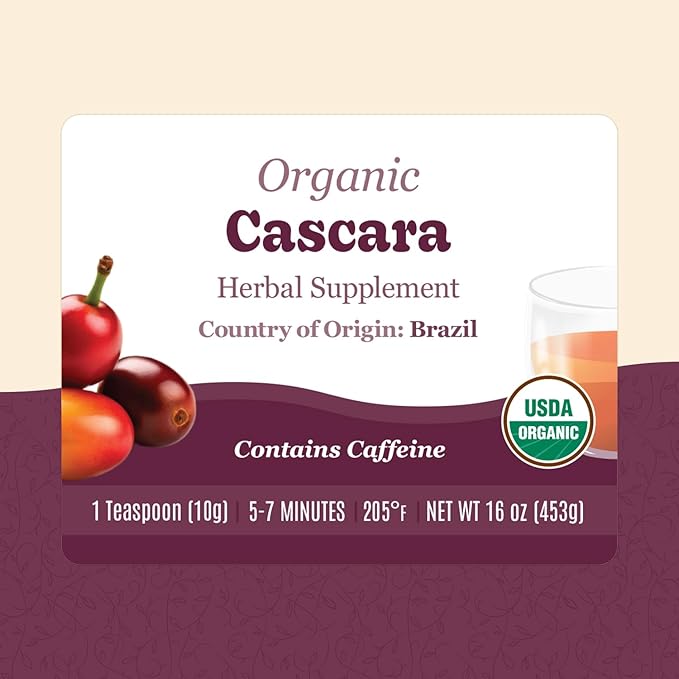 Organic Positively Botanicals Company, Cascara, Herbal Tea Loose Botanical, 16 Ounce