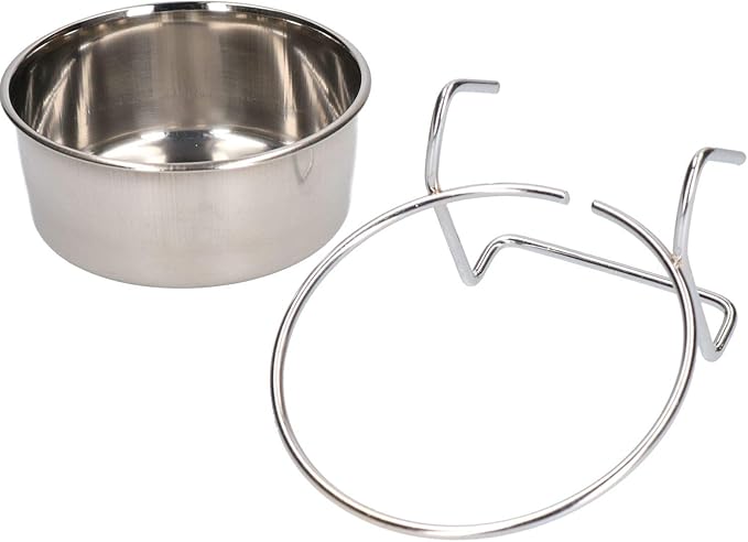 AB Tools 250ML Stainless Steel Small Animals, Dogs, Birds Coop Cup with Hook Holder