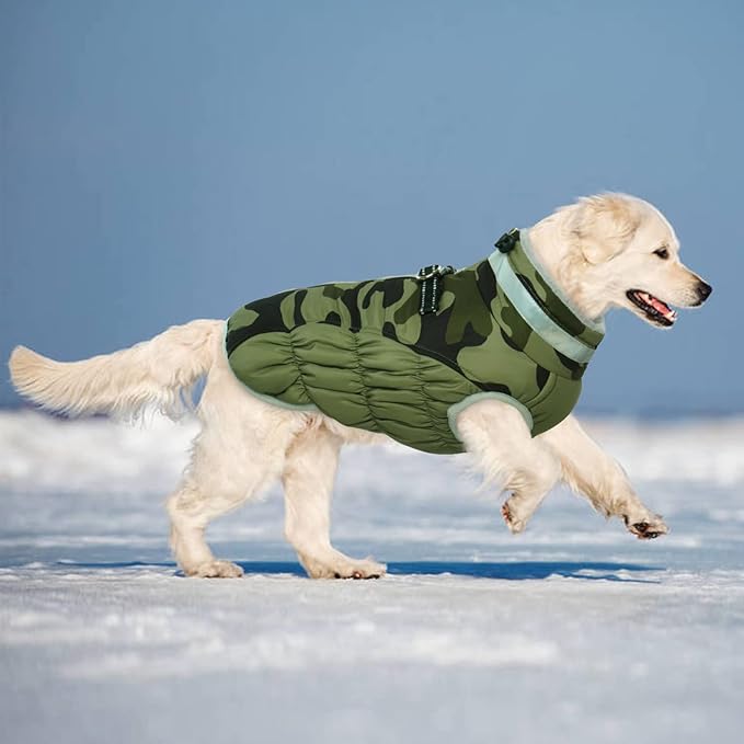 Lelepet Dog Coat Warm Dog Winter Coat Waterproof Dogs Jacket with Harness Built in Reflective Pet Fleece Vest Zip-Up Cold Weather Coats for Extra Large Dogs Turtleneck & Windproof Coats Great Dane 3XL