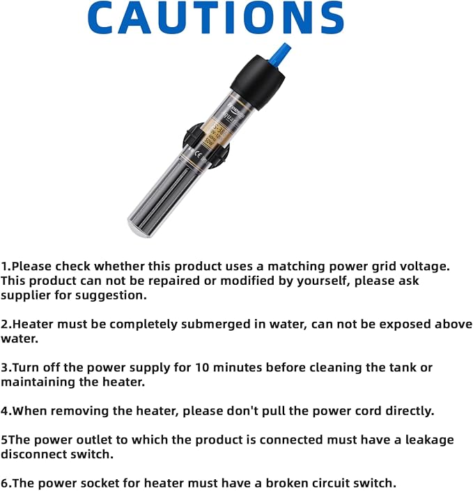 FREESEA 50 Watt Aquarium Submersible Betta Heater with Aquarium Submersible Thermometer | 50W Powered - Stable Temperature Maintain Fish Tanks Warm in Winter - Overheat Protection & Thermometer Included
