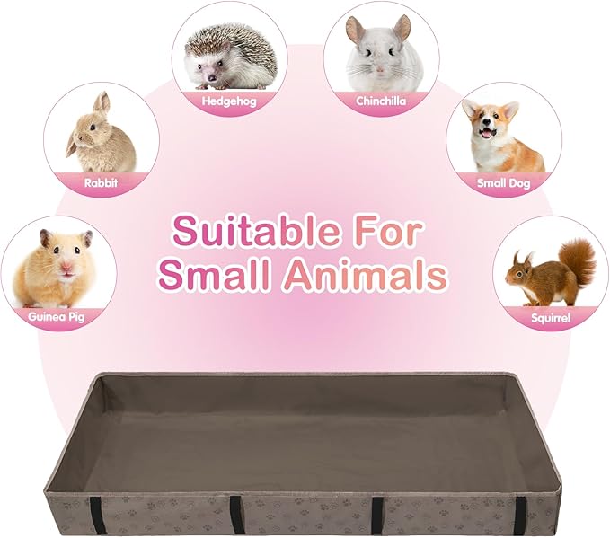 Funfurry Waterproof Guinea Pig Cage Liner,Washable Tarp Bottom Base,Cage Liners for Small Animals,Hamster Chinchilla Hedgehog Ferret Rabbit. (Tan Brown-Paw, 12" X 24")