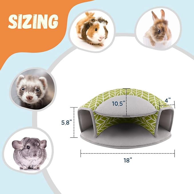 Guinea Pig Hideout, Interactive Guinea Pig Tunnel Bed, Washable Small Animal Tubes Toys Cage Accessories for Ferret Bunny Chinchilla