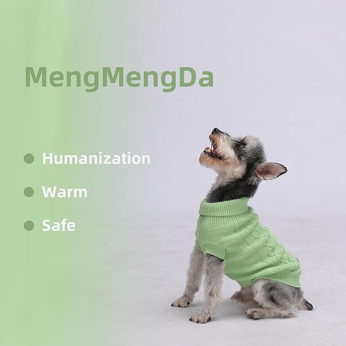 Dog Pullover Sweater, Warm Dog Clothes for Chihuahua, Bulldog, Dachshund, Pug, Yorkie, Dog Outfits for Small Dogs Medium Dogs (Green L)