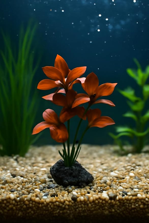 JGbaby Artificial Aquarium Plants,Fish Tank Decorations Betta Leaf Hammock 7in Realistic Silk & Plastic Plants, Hideout Decor for Betta. Goldfish,Reptiles,Small Tanks (Red Type-A)