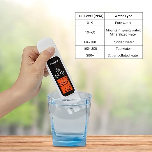 INKBIRD Digital TDS Meter 3-in-1 Water Tester Temp EC Monitor 0-4995ppm