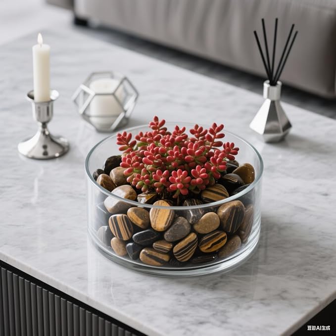 0.96LB Natural Pebbles Aquarium Gravel Vase Filler Succulent Rocks Fish Tank Decorative Crushed Stones Quartz Bulk Polished Irregular Shaped - Tiger's-Eye