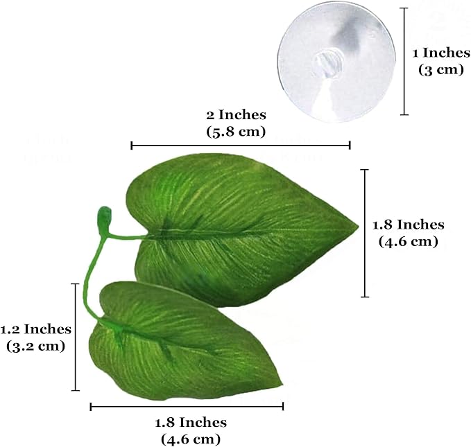 SunGrow Betta Fish Leaf Hammocks, Twin Leaf Design with Suction Cup, 3-Pack - Comfortable Resting, Breathing & Breeding Pads, Easy Install, Simulates Natural Habitat for Healthier Betta