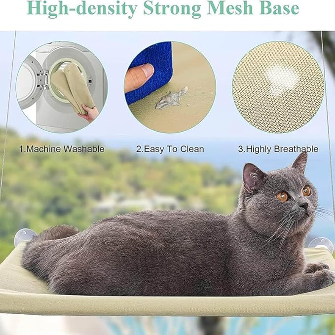 Cat Hammock - Window Bed with Suction Cups, Space Saving Indoor Cat Seat (Purple)