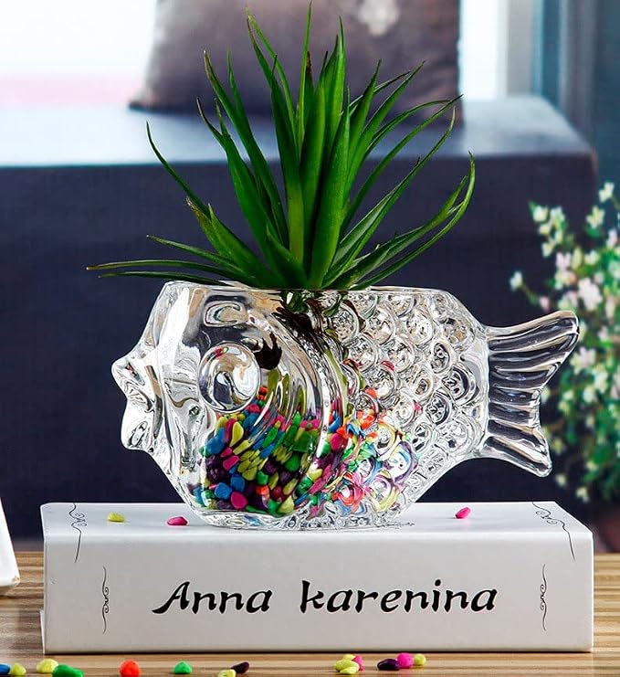 MLAQLS Fish Glass Bowl Multipurpose Living Room Turtle Tank Office Decoration Craft Ornaments Hydroponic Plant Utensils for Office,Living Room,Party,Restaurant
