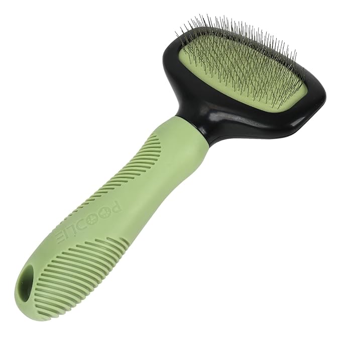 Poodle Pet Slicker Brush - For Dogs, Cats, Rabbits - Matted/Loose Fur, Knots - Suitable for Doodle/Goldendoodle Grooming and Shredding Short/Long Hair (Green)