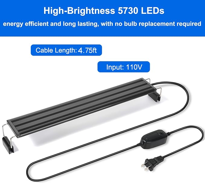 AQUANEAT LED Aquarium Light for 20 to 24 Inch Fish Tank, Full Spectrum Fish Tank Light, with Daylight Moonlight Mode