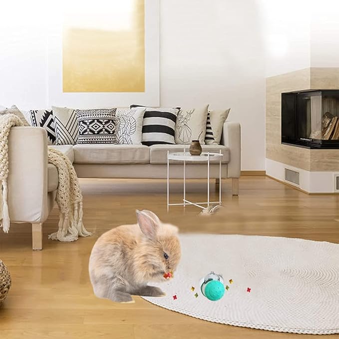 Interactive Treat Ball for Rabbits, Roll and Push, Use with Diced Carrot, Dried Herbs or Dried Fruit, Snack Toy Ball for Rabbits, Guinea Pigs, Chinchillas, Hamsters, Gerbils, Rat Ect
