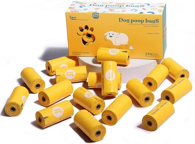Dog Poop Bags Rolls Guaranteed Leak Proof and Extra thick Poop Bags for Dogs,270 Count 18 Rolls,Lavender Scented,Cornstarch Based Doggie Poop Bag for Puppy and Big Dogs