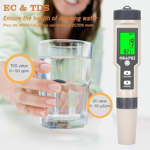 Digital Salinity Tester for Salt Water - Waterproof IP67 Salinity Meter with ATC Large Range 0-200ppt Saltwater Tester for Seawater, Aquariums, Marine Monitoring, and Koi Fish Pond by ORAPXI | Large Range 0-200ppt Saltwater Tester for Seawater, Saltwat...