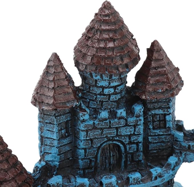5.5 Inch Blue Resin Castle Fish Tank Ornament Vintage Simulation House Cave Hideouts Aquarium Fish Tank Decoration