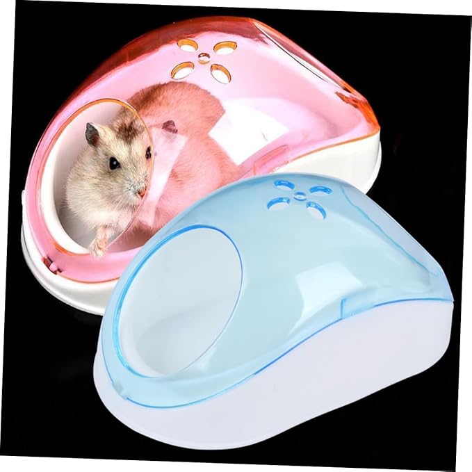 BESPORTBLE Bathroom Scoop for Chinchilla Dust Bath Pet Room Set Hamster Bath House with Portable Container Easy for Small Pets Random Color