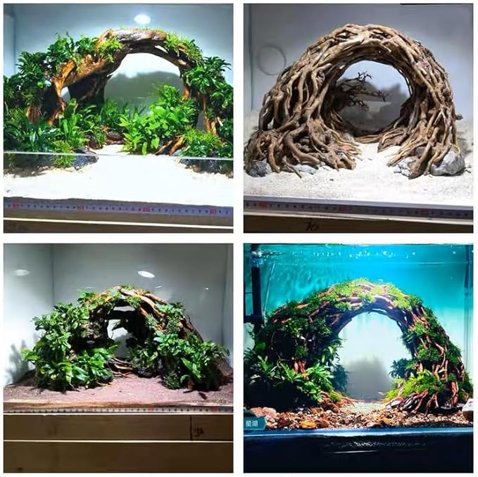 AWXZOM Aquarium Driftwood Centerpiece Aquarium Landscape, Handcrafted!!! Fish Tank hardscape Landscape (Small Silent Cave)