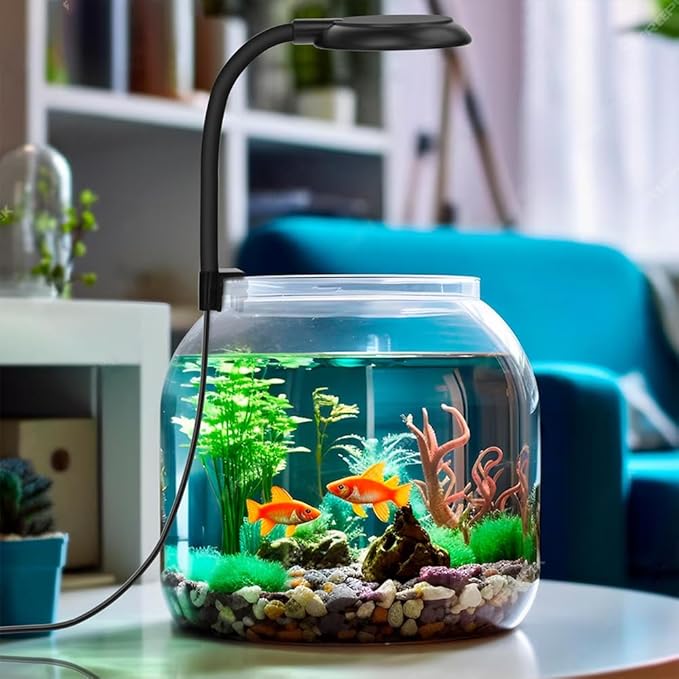 DaToo Mini Clip On Aquarium Light 7W Dimmable Small Fish Tank Light USB Moving Lamp with White Red Blue Green LED for 1 to 3 Gallon Tanks