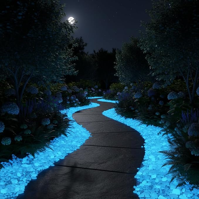 Shiny Stone Aquarium Gravel Sand, Sky Blue, 8-15mm | Glow in The Dark