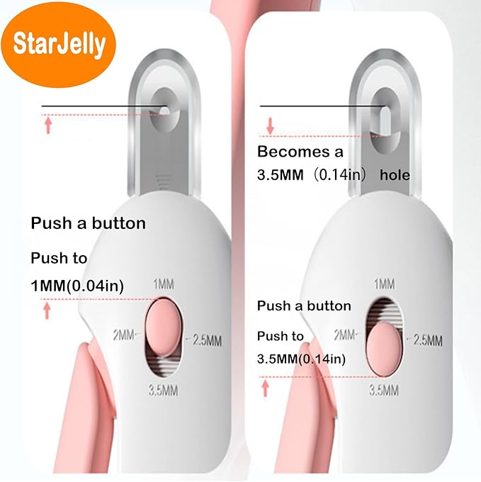 Cat Nail Clippers, Dog Nail Clippers for Kittens at All Stages and Puppies at a Young Age, Adjustable Hole Size with Hidden Nail File. (02 Pink)