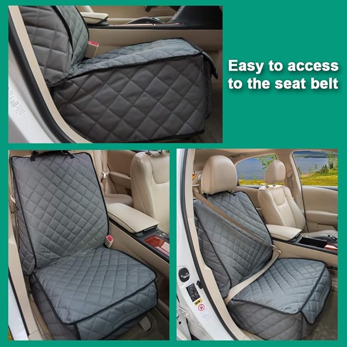 Waterproof Front Seat Cover Dog Car Seat Covers Nonslip and Full Protection with Side Flaps Fits Most Cars, Trucks, SUVs(Grey, 1Pack)