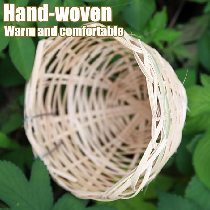 Bird Nest,Bamboo Wicker Woven Canary Nest Pans,Small Bird Nest Boxes Cage,Hanging Bird Bedding Nesting Cage Accessories for Dove Pigeon Parrot Budgie, Parakeet Nest