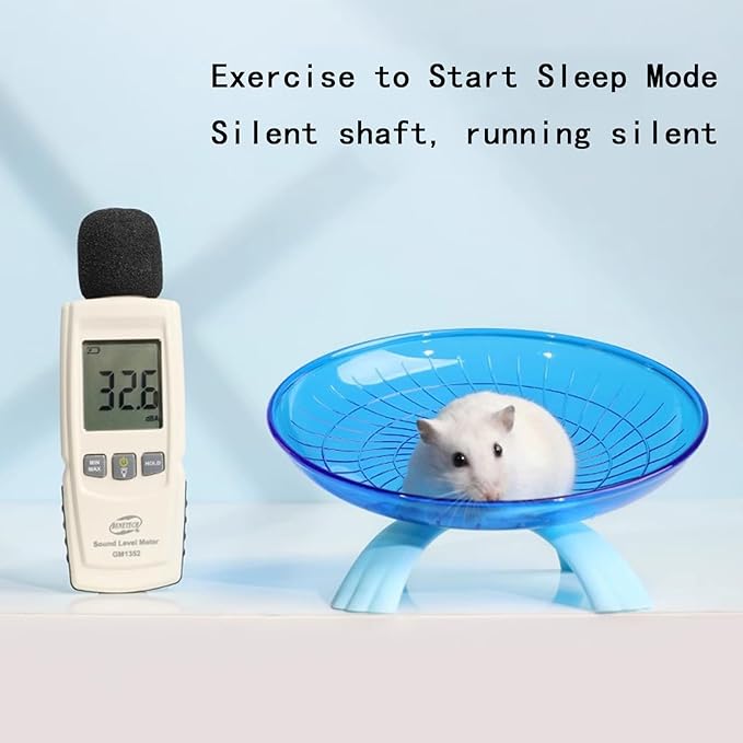 Hamster Flying Saucer Silent Running Wheel, 7 Inch, Suitable for Guinea Pigs, Hamsters, Hedgehogs and Other Small Animals to Ensure Safe Exercise(Blue)