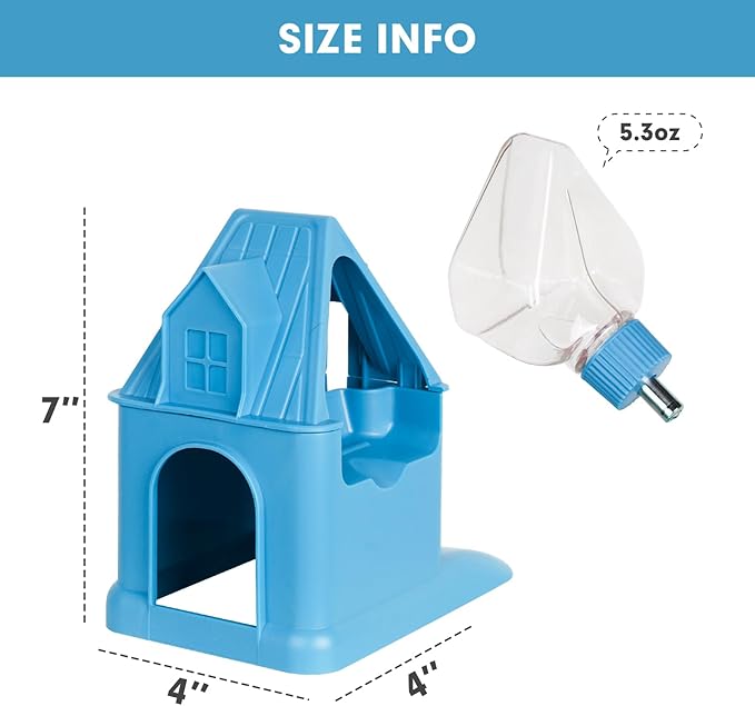 Vannon 4 in 1 Quiet Hamster Exercise Wheel, Multi Functional Hamster House with Running Wheel, Water Bottle, Food Bowl and Hideout, Small Animals Exercise Running Toys for Hamsters Gerbils Mice, Blue